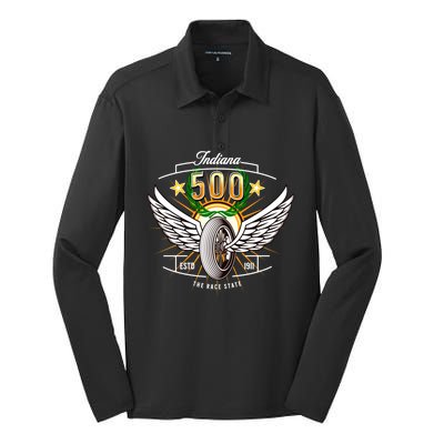 500 Indianapolis Indiana The Race State Winged Tyre Winners Great Gift Silk Touch Performance Long Sleeve Polo