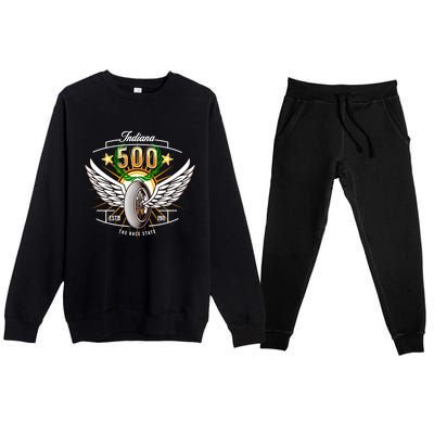 500 Indianapolis Indiana The Race State Winged Tyre Winners Great Gift Premium Crewneck Sweatsuit Set