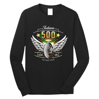 500 Indianapolis Indiana The Race State Winged Tyre Winners Long Sleeve Shirt