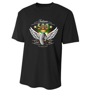 500 Indianapolis Indiana The Race State Winged Tyre Winners Performance Sprint T-Shirt