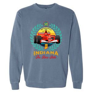 500 Indianapolis Indiana The Race State Checkered Flag Garment-Dyed Sweatshirt