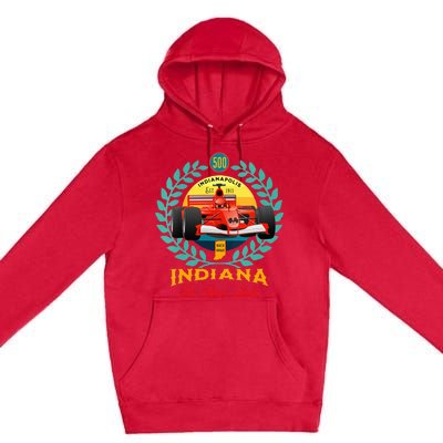 500 Indianapolis Indiana The Race State Checkered Flag Premium Pullover Hoodie