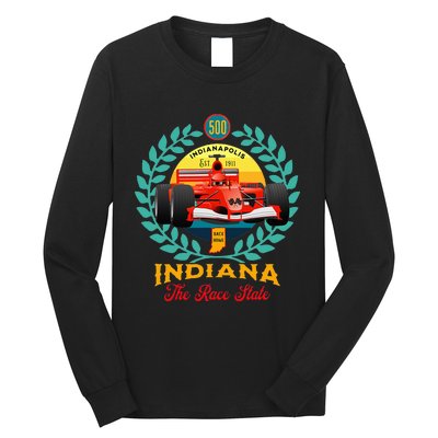 500 Indianapolis Indiana The Race State Checkered Flag Long Sleeve Shirt