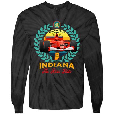 500 Indianapolis Indiana The Race State Checkered Flag Tie-Dye Long Sleeve Shirt