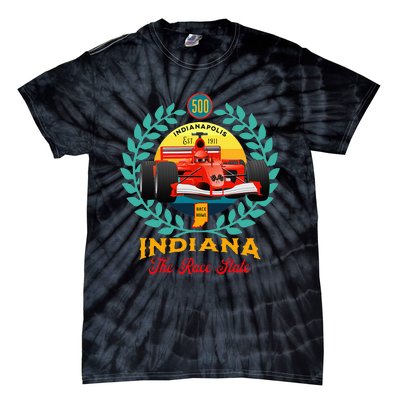 500 Indianapolis Indiana The Race State Checkered Flag Tie-Dye T-Shirt