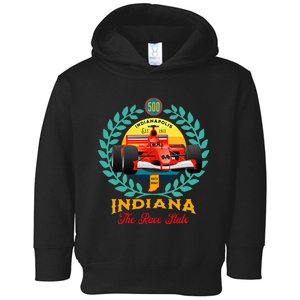 500 Indianapolis Indiana The Race State Checkered Flag Toddler Hoodie