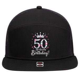 50 ItS My Birthday 1974 50th Queen Birthday Gift 7 Panel Mesh Trucker Snapback Hat