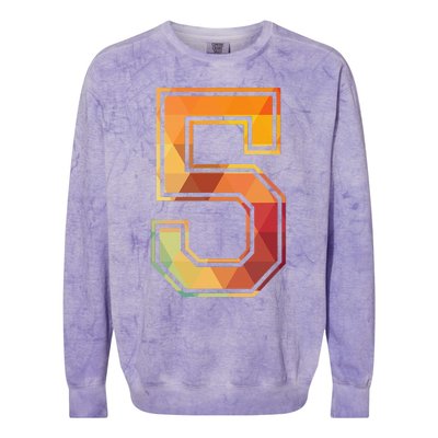 5 Lucky Number Sports Team Low Poly Year Age 5th Birthday Colorblast Crewneck Sweatshirt