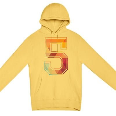 5 Lucky Number Sports Team Low Poly Year Age 5th Birthday Premium Pullover Hoodie