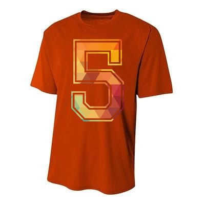 5 Lucky Number Sports Team Low Poly Year Age 5th Birthday Performance Sprint T-Shirt