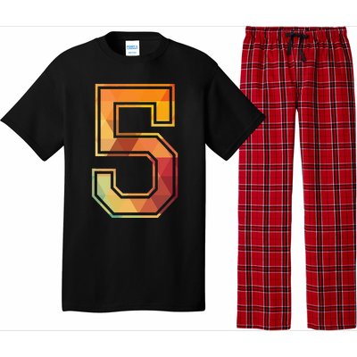 5 Lucky Number Sports Team Low Poly Year Age 5th Birthday Pajama Set