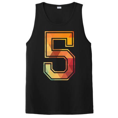 5 Lucky Number Sports Team Low Poly Year Age 5th Birthday PosiCharge Competitor Tank