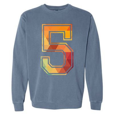 5 Lucky Number Sports Team Low Poly Year Age 5th Birthday Garment-Dyed Sweatshirt