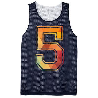 5 Lucky Number Sports Team Low Poly Year Age 5th Birthday Mesh Reversible Basketball Jersey Tank