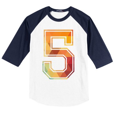 5 Lucky Number Sports Team Low Poly Year Age 5th Birthday Baseball Sleeve Shirt