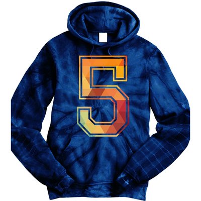 5 Lucky Number Sports Team Low Poly Year Age 5th Birthday Tie Dye Hoodie