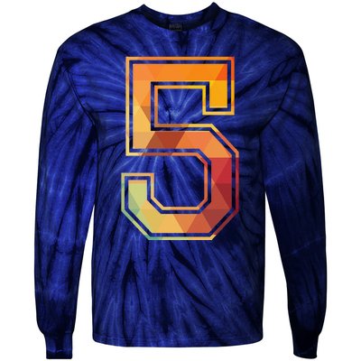 5 Lucky Number Sports Team Low Poly Year Age 5th Birthday Tie-Dye Long Sleeve Shirt