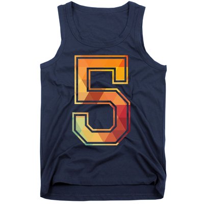 5 Lucky Number Sports Team Low Poly Year Age 5th Birthday Tank Top