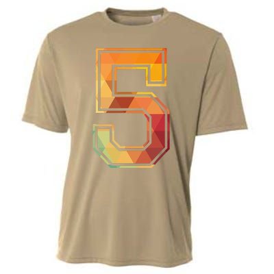 5 Lucky Number Sports Team Low Poly Year Age 5th Birthday Cooling Performance Crew T-Shirt