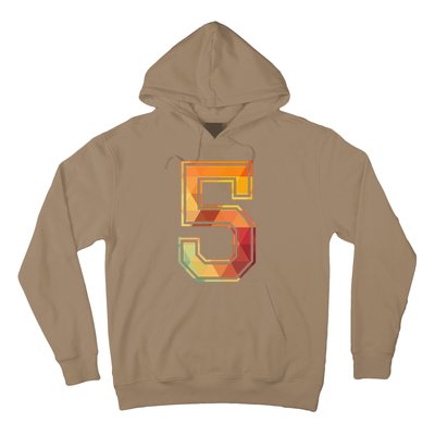 5 Lucky Number Sports Team Low Poly Year Age 5th Birthday Hoodie