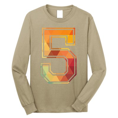 5 Lucky Number Sports Team Low Poly Year Age 5th Birthday Long Sleeve Shirt