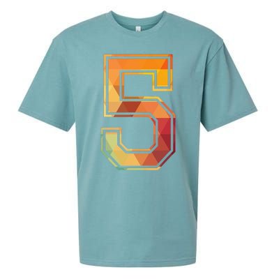 5 Lucky Number Sports Team Low Poly Year Age 5th Birthday Sueded Cloud Jersey T-Shirt