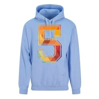 5 Lucky Number Sports Team Low Poly Year Age 5th Birthday Unisex Surf Hoodie