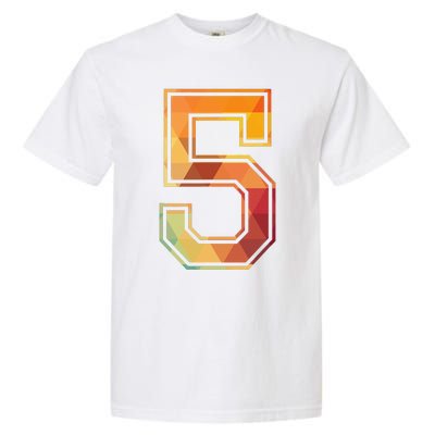 5 Lucky Number Sports Team Low Poly Year Age 5th Birthday Garment-Dyed Heavyweight T-Shirt