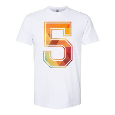 5 Lucky Number Sports Team Low Poly Year Age 5th Birthday Softstyle CVC T-Shirt