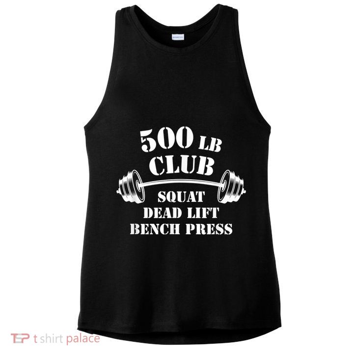 500 Lb Pound Club Gym Weightlifting Powerlift Weightlift Ladies PosiCharge Tri-Blend Wicking Tank