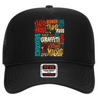 50th Music And Hip Hop Graffiti Cassette High Crown Mesh Back Trucker Hat