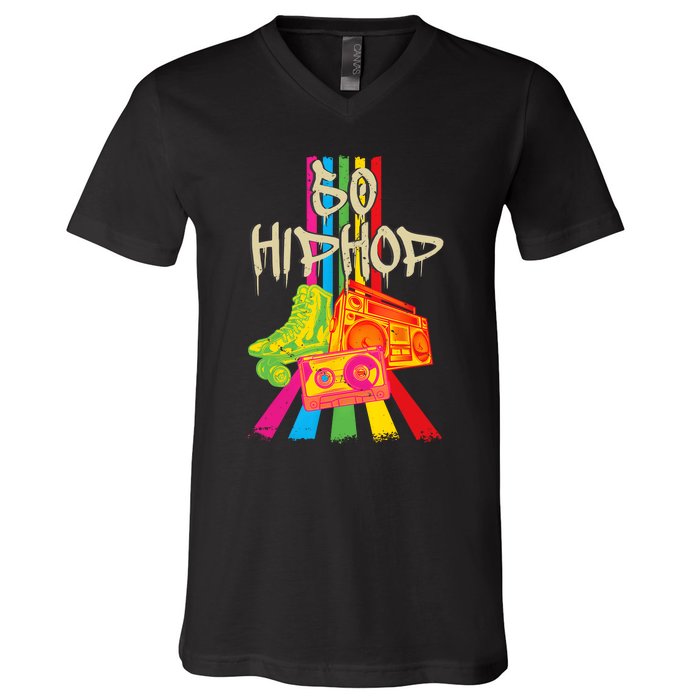 50th Music Anniversary Of Hip Hop Birthday Vintage Retro V-Neck T-Shirt