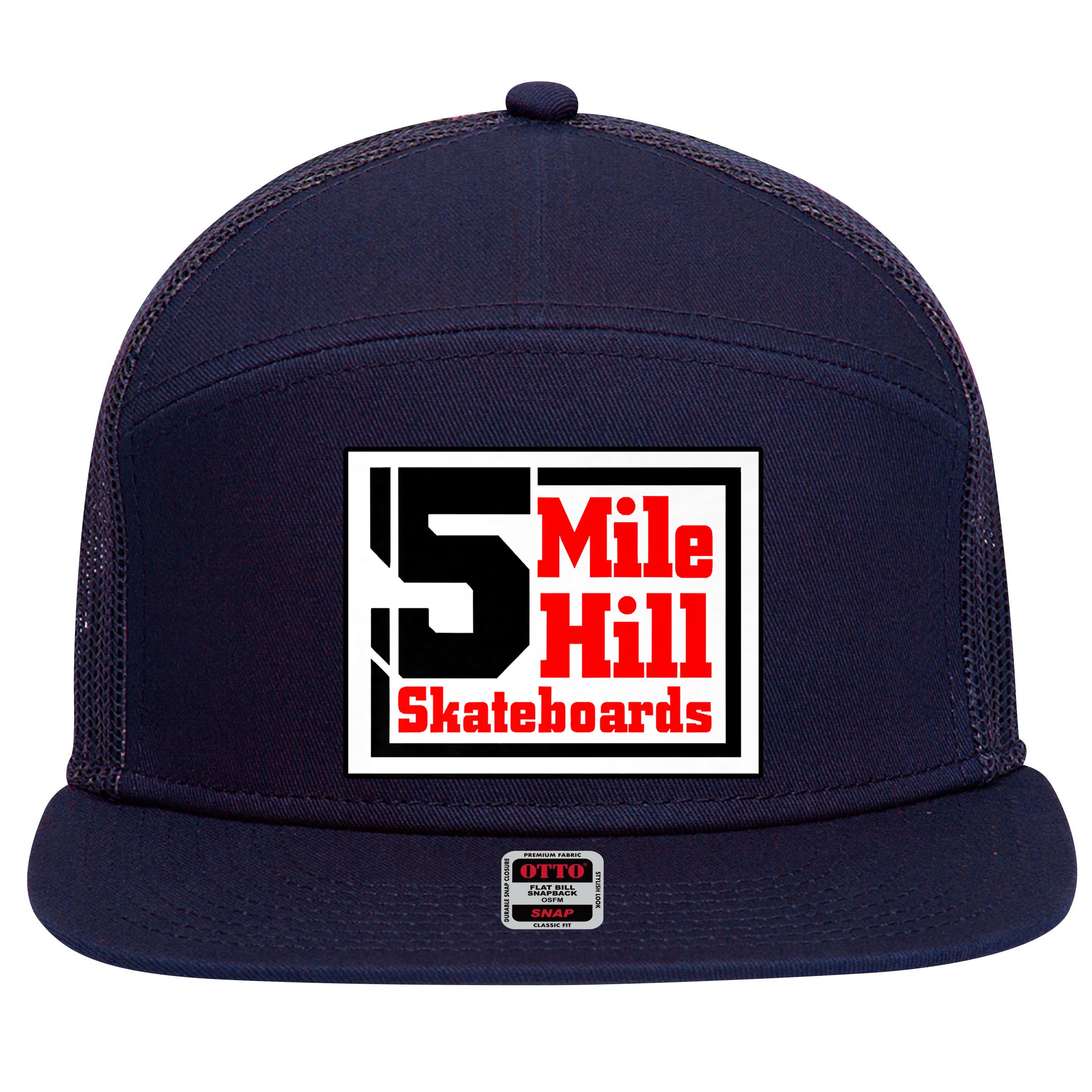 5 Mile Hill Skull 7 Panel Mesh Trucker Snapback Hat