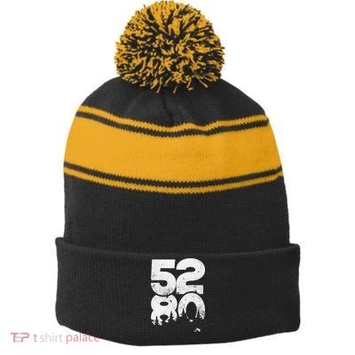 5280 Mile High Denver Colorado Stripe Pom Pom Beanie