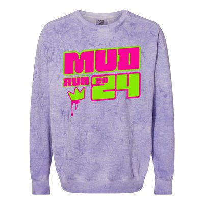 5k Mud Run 2024 Princess Muddy Pit Obstacles Mudding Team Colorblast Crewneck Sweatshirt