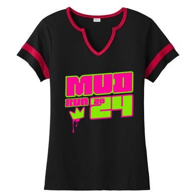 5k Mud Run 2024 Princess Muddy Pit Obstacles Mudding Team Ladies Halftime Notch Neck Tee