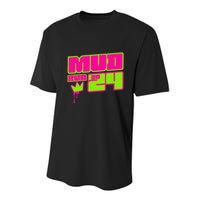 5k Mud Run 2024 Princess Muddy Pit Obstacles Mudding Team Youth Performance Sprint T-Shirt