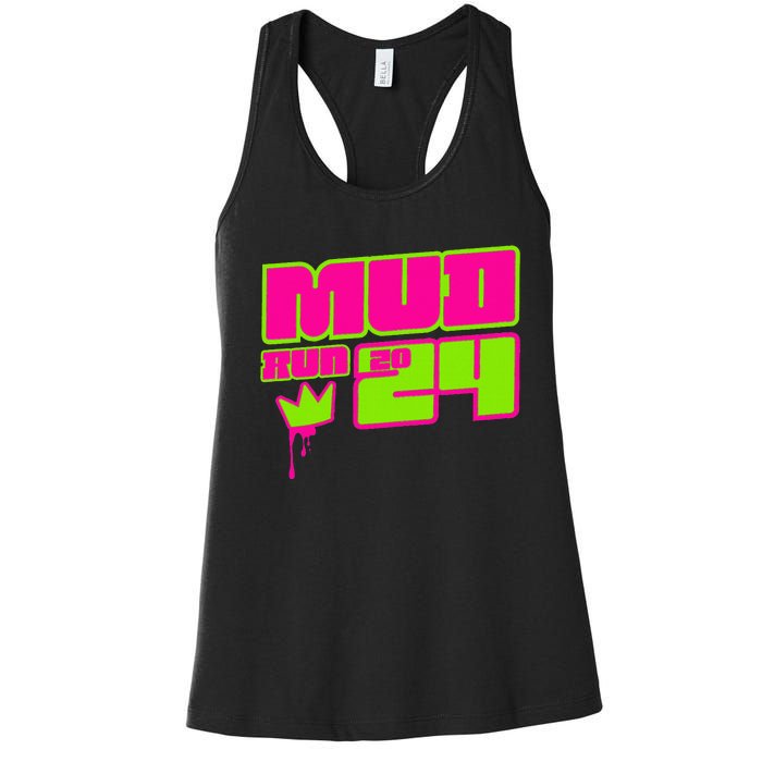 5k Mud Run 2024 Princess Muddy Pit Obstacles Mudding Team Women's Racerback Tank