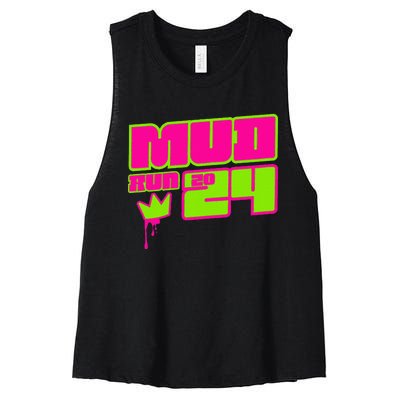 5k Mud Run 2024 Princess Muddy Pit Obstacles Mudding Team Women's Racerback Cropped Tank