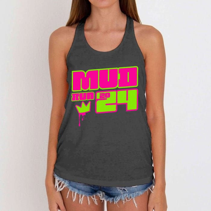 5k Mud Run 2024 Princess Muddy Pit Obstacles Mudding Team Women's Knotted Racerback Tank