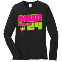 5k Mud Run 2024 Princess Muddy Pit Obstacles Mudding Team Ladies Long Sleeve Shirt