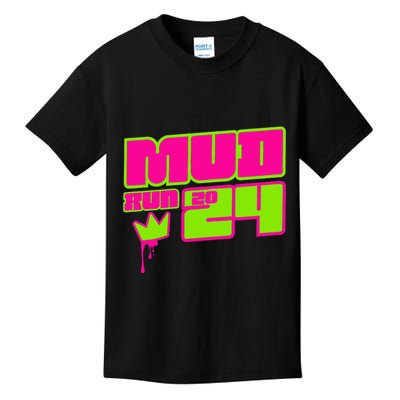 5k Mud Run 2024 Princess Muddy Pit Obstacles Mudding Team Kids T-Shirt