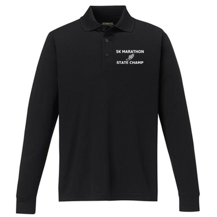 5k Marathon State Champ Performance Long Sleeve Polo