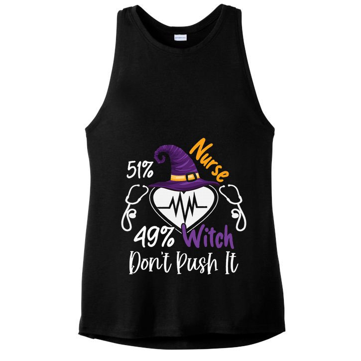 51 Nurse 49 Witch Nursing Funny Nurses Halloween Costume Ladies PosiCharge Tri-Blend Wicking Tank