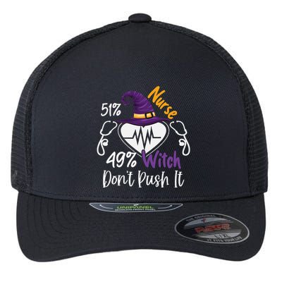 51 Nurse 49 Witch Nursing Funny Nurses Halloween Costume Flexfit Unipanel Trucker Cap
