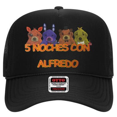 5 Noches Con Alfredo Funny Meme High Crown Mesh Back Trucker Hat