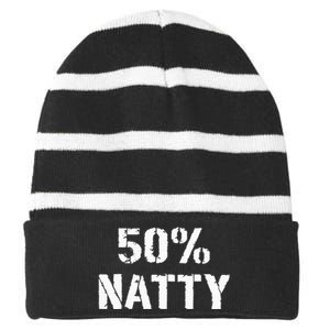 50 Natty Funny Weight Lifting Steroid Joke Striped Beanie with Solid Band