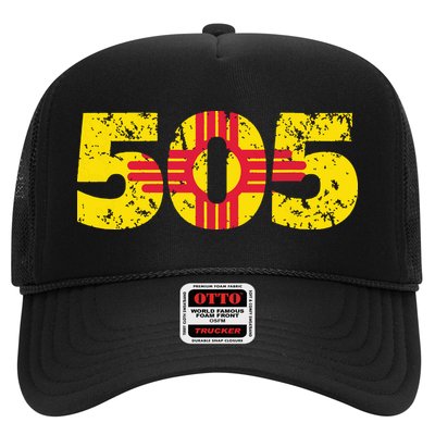 505 New Mexico Zia Vintage Distressed T Trucker Hat