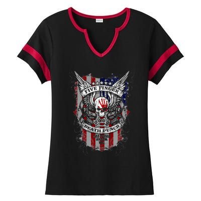 5fdp No Regrets Stars & Stripes American Flag Ladies Halftime Notch Neck Tee