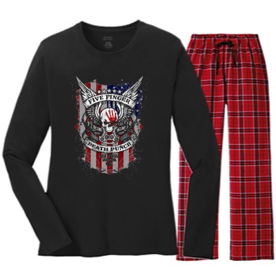 5fdp No Regrets Stars & Stripes American Flag Women's Long Sleeve Flannel Pajama Set 